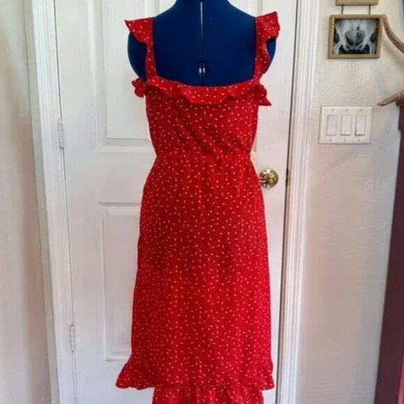Shein Red Floral Ruffle Sundress - Picture 5 of 8